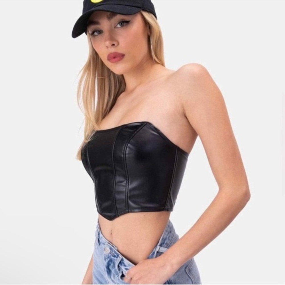 Adika Faux Leather Black Corset
